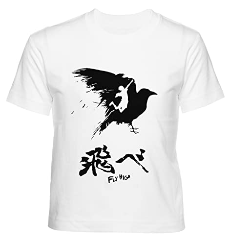 Haikyuu! - Fly High Kinder T-Shirt Weiß Jungen Mädchen Rundhals Leicht Beiläufig Kurzarm Kid's Boy's Girl's Crew Neck WHI von Hopestly