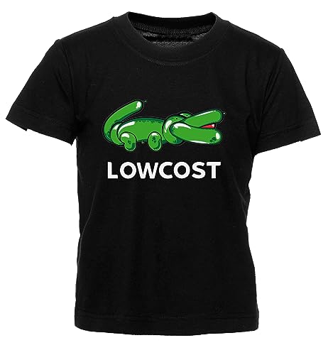 Lowcost Kinder T-Shirt Schwarz Jungen Mädchen Rundhals Leicht Beiläufig Kurzarm Kid's Boy's Girl's Crew Neck Black von Hopestly