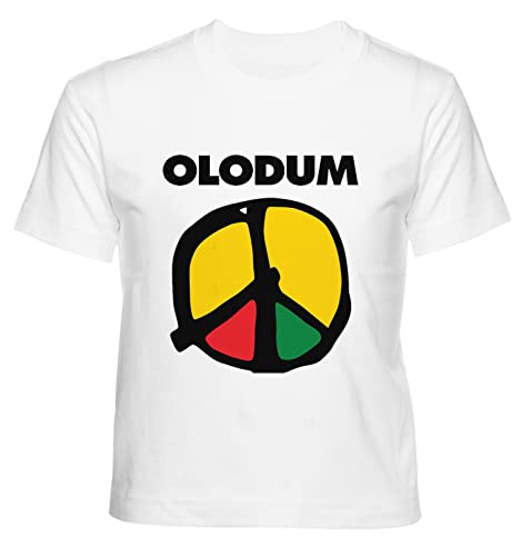 Olodum Peace and Love Kinder T-Shirt Weiß Jungen Mädchen Rundhals Leicht Beiläufig Kurzarm Kid's Boy's Girl's Crew Neck WHI von Hopestly