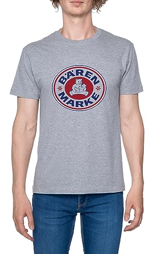 Retro Baerenmarke Herren T-Shirt Grau Rundhals Leichtes Lässiges Kurzarm Men's Grey Crew Neck Casual Short Sleeves von Hopestly