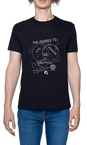 The Answer is... Herren T-Shirt Schwarz Rundhals Leichtes Lässiges Kurzarm Men's Black Crew Neck Casual Short Sleeves von Hopestly