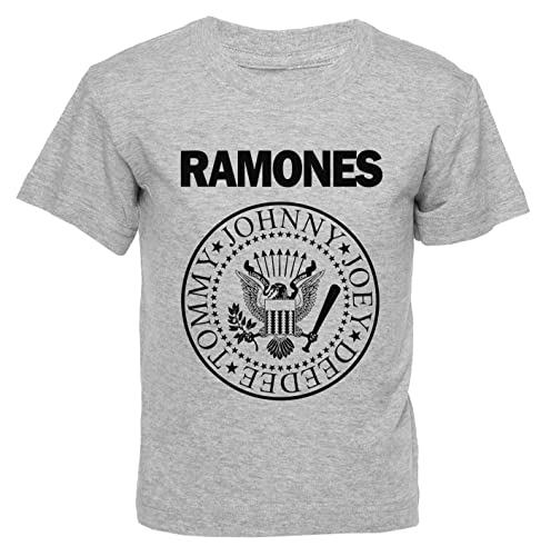 The Ramone Kinder T-Shirt Grau Jungen Mädchen Rundhals Leicht Beiläufig Kurzarm Kid's Boy's Girl's Crew Neck Grey von Hopestly