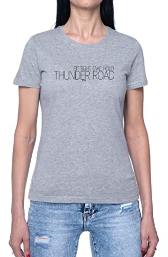 Thunder Road Damen Damen T-Shirt Grau Rundhals Leichtes Lässiges Kurzarm Women's Grey Crew Neck Casual Short Sleeves von Hopestly