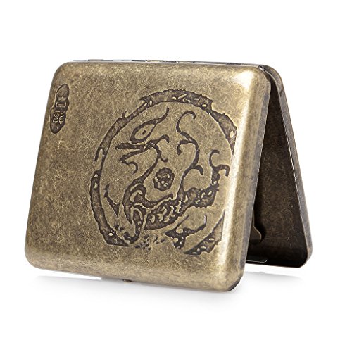 Retro zigarettenetui Edelstahl Zigarettenbox Zigarettenhülle Zigarettenkasten Zigarettencase Metall für 20 Zigaretten Dragon (Z7) von Hopewey