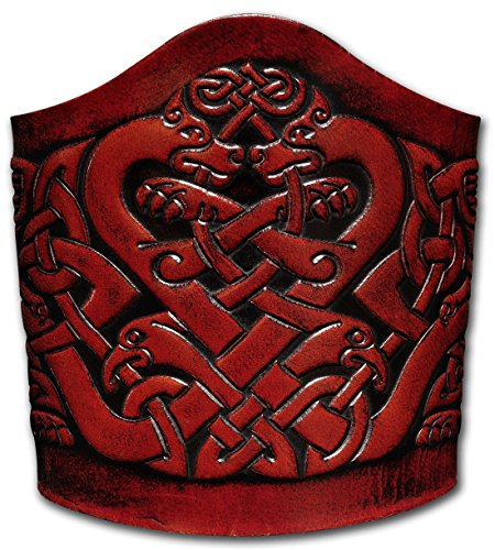 Hoppe & Masztalerz Lederarmband geprägt 90MM aus Vollrindleder Keltische Drachen mit Vögel (9) Mahagony-antik zum binden (20,5 Zentimeter) von Hoppe & Masztalerz