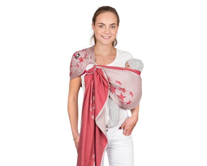 Hoppediz Babytrage Hoppediz Ring-Sling Los Angeles rot rot/grau Los Angeles rot (1-tlg), Babytrage Babytragetuch Tragehilfe für Babys von Hoppediz
