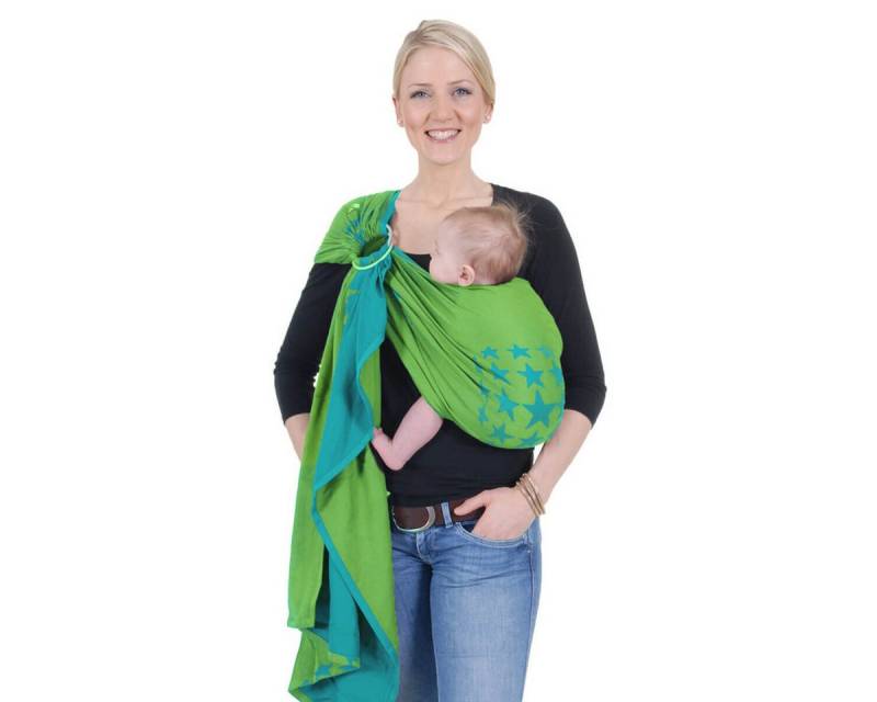 Hoppediz Babytrage Hoppediz Ring-Sling Los Angeles türkis türkis/kiwi Los Angeles türki (1-tlg), Babytrage Babytragetuch Tragehilfe für Babys von Hoppediz