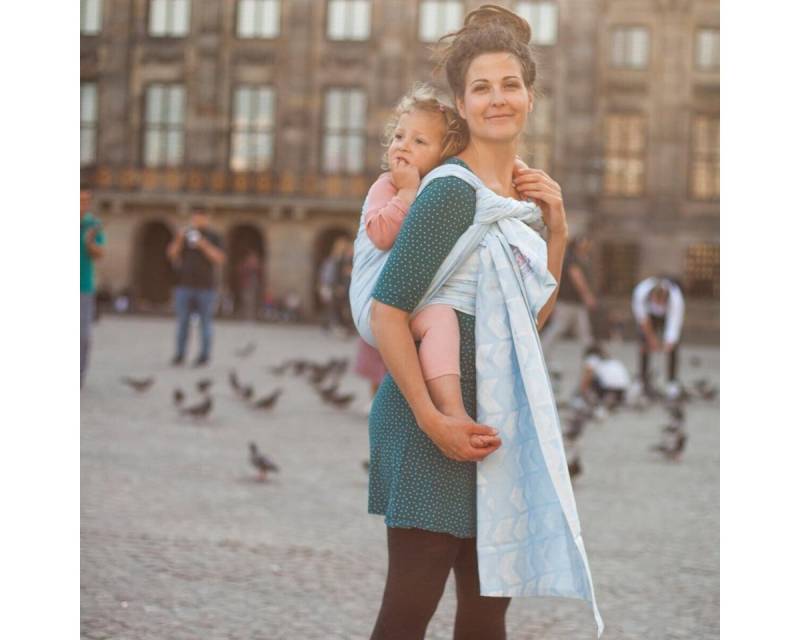 Hoppediz Babytrage Hoppediz Tragetuch Amsterdam aqua 4,60m blau/weiß von Hoppediz