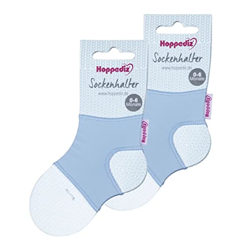Hoppediz Unisex Baby 2-er Set Sockenhalter Socken, 0-6 Monate, blau, Einheitsgröße (2er Pack) von Hoppediz