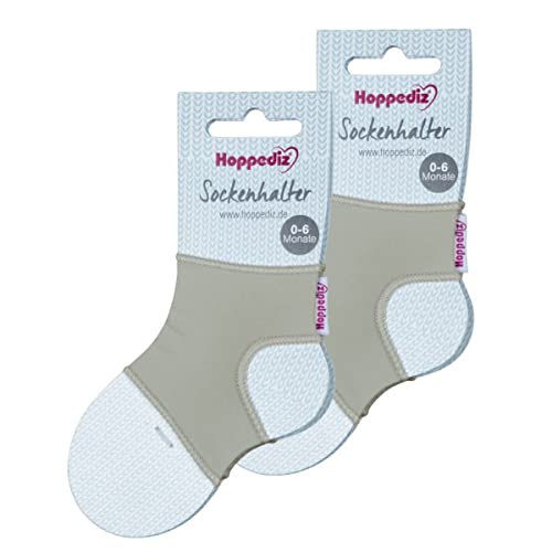 Hoppediz Unisex Baby 2-er Set Sockenhalter Socken, 0-6 Monate, grau, Einheitsgröße (2er Pack) von Hoppediz