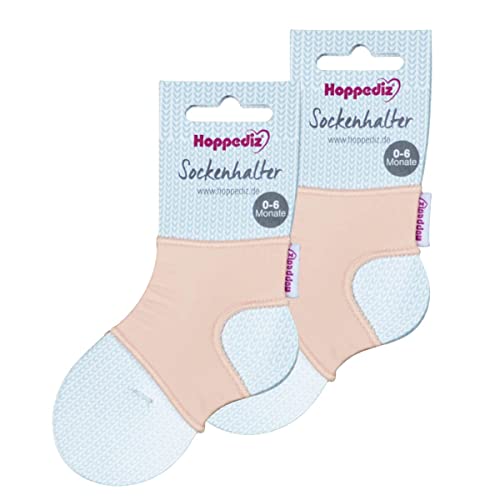 Hoppediz Unisex Baby 2-er Set Sockenhalter Socken, 0-6 Monate, rosa, Einheitsgröße (2er Pack) von Hoppediz