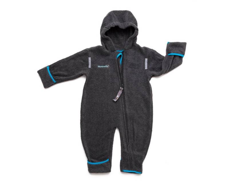 Hoppediz Overall Hoppediz Fleece-Overall 56-62 anthrazit (1-tlg) Baumwollfleece Overall Fleeceoverall Kurzjacke von Hoppediz