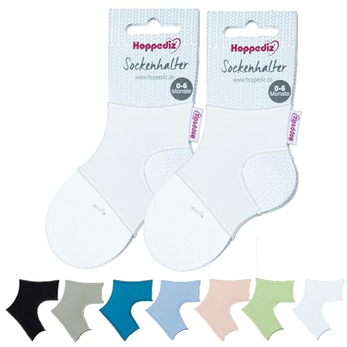 Hoppediz Unisex Baby 2-er Set Sockenhalter Socken, 0-6 Monate, Creme, Einheitsgröße (2er Pack) von Hoppediz