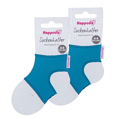 Hoppediz Unisex Baby 2-er Set Sockenhalter Socken, 0-6 Monate, Navy, Einheitsgröße (2er Pack) von Hoppediz