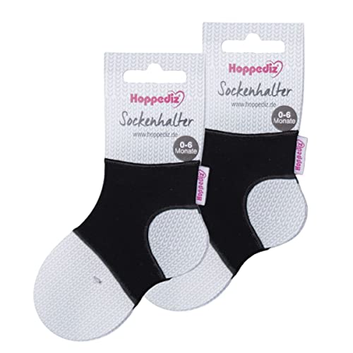 Hoppediz Unisex Baby 2-er Set Sockenhalter Socken, 0-6 Monate, schwarz, Einheitsgröße (2er Pack) von Hoppediz