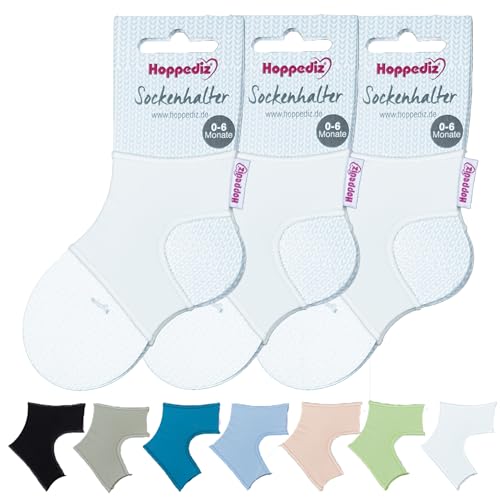 Hoppediz Sockenhalter für Baby Socken, 0-6 Monate, 3-er Set, creme von Hoppediz