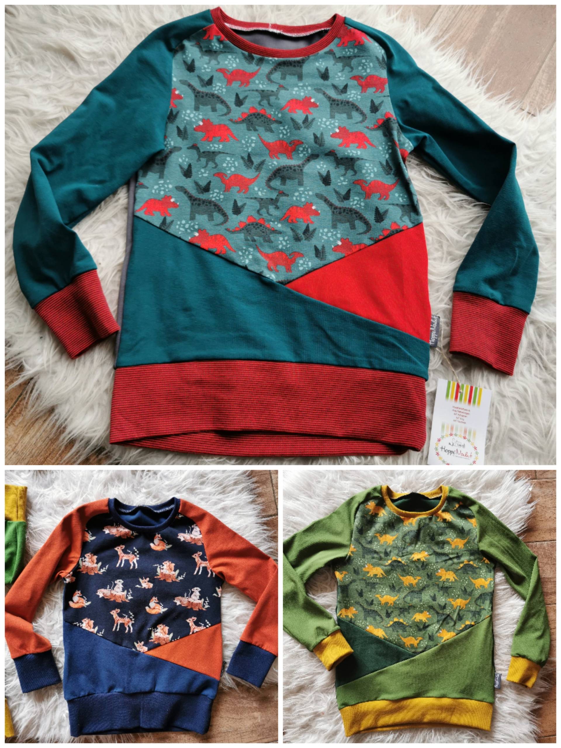 Langarmshirt Jersey Shirt Pulli Patchwork Dino Trecker Waldtiere Reh Fuchs 74/80 86/92 98/104 110/116 122/128 134/140 Langarmshirt Jersey Shirt Pulli Patchwork Dino Trecker Waldtiere Reh Fuchs 74/80 86/92 98/104 110/116 122/128 134/140 von HoppiNaht