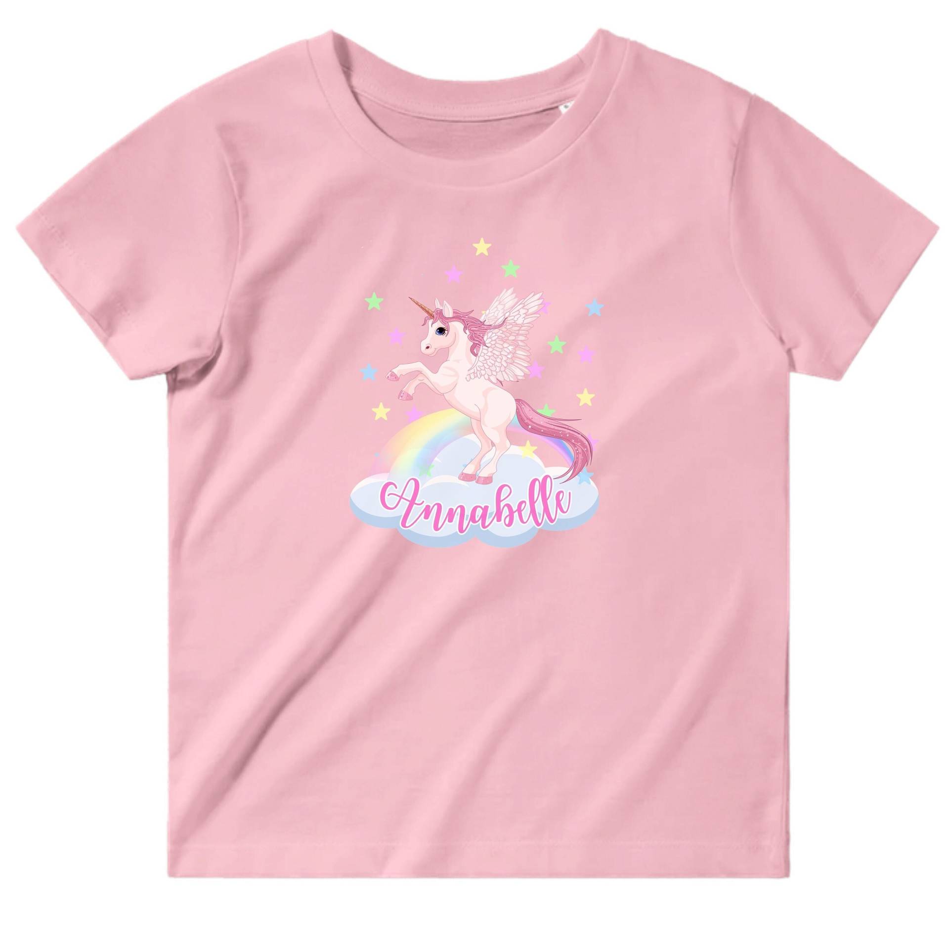 Personalisiertes Einhorn T-Shirt Rundhals Aus 100% Bio Baumwolle Personalisiertes Einhorn T-Shirt Rundhals Aus 100% Bio Baumwolle von HopplaDesignDE