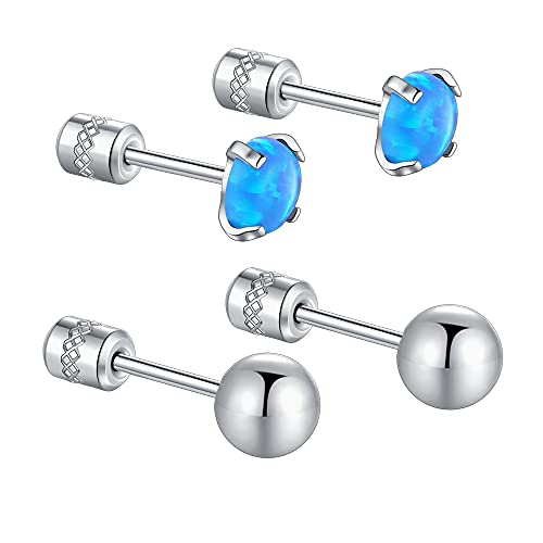 2 Paare Ohrstecker eingestellt, hypoallergen Zirkonia 316l Edelstahl CZ Schraube zur¨¹ck doppelseitige Ohrringe f¨¹r M?nner, Frauen, Jungen & M?dchen von Hopply