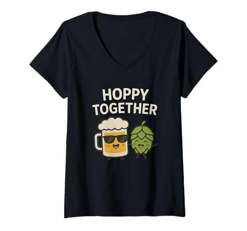 Damen Hoppy Together - Craft Beer & Hops Lustiges Trinken T-Shirt mit V-Ausschnitt Damen Hoppy Together - Craft Beer & Hops Lustiges Trinken T-Shirt mit V-Ausschnitt von Hoppy Together Craft Beer & Hops Funny Drinking