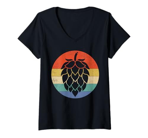 Damen Hopfen Retro Style Craft Beer T-Shirt mit V-Ausschnitt Damen Hopfen Retro Style Craft Beer T-Shirt mit V-Ausschnitt von Hops Retro Apparel
