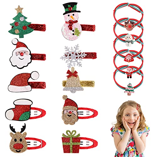 15 Stück Haarschmuck Weihnachten, Haarspangen Mädchen Glitzer, Haarklammern Kinder, Haarclips, Weihnachten Geschenke, Kleinigkeiten Adventskalender Füllung Kinder von Hopton