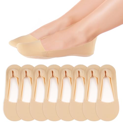 8 Paar Füßlinge Damen, Unsichtbare Ballerina Socken, Eisseide Atmungsaktive Sneaker No Show Socken 36-39 für Turnschuhe Flache Schuhe(Nackt Farbe) von Hopton