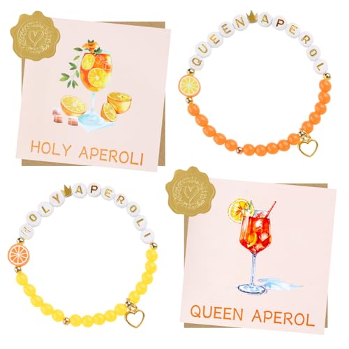 Aperol Geschenk, 2 Stück Aperol Armband und 2 Stück Holy Aperoli Karte mit Umschlag Aufkleber, Orange Aperol Spritz Accessoires für Frauen Aperol Liebhaber Sommer Deko Geburtstag Party von Hopton