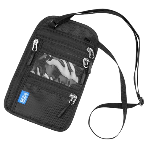 Brustbeutel mit RFID Schutz, Anti-Diebstahl Brusttasche Herren, Wasserdicht Reisegeldbeutel, Verstellbarem Unisex Sicherheitstasche Reise für Passport Karten Smartphone Geld von Hopton