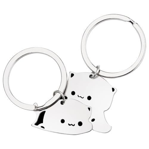 Hopton 2 Stück Katze Paar Puzzle Schlüsselanhänger - Metall Pärchen für Partner Freundschafts Geschenke von Hopton
