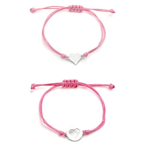 2 Stück Herz Schulkind Armband, Einstellbare Freundschaftsarmbänder, Schulanfang Armband für Mädchen Junge Erster Schultag Schultüte Füllung (Herz) von Hopton