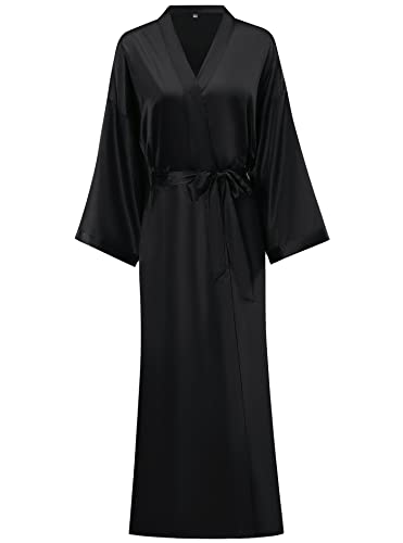 Damen Lange Seide Bademäntel Lange Satin Bademäntel Lange Kimono Bademäntel Floral Seidig Bademäntel Morgenmantel, Einheitsgröße, Einfarbig Schwarz, Einheitsgröße Damen Lange Seide Bademäntel Lange Satin Bademäntel Lange Kimono Bademäntel Floral Seidig Bademäntel Morgenmantel, Einheitsgröße, Einfarbig Schwarz, Einheitsgröße von Horezsie