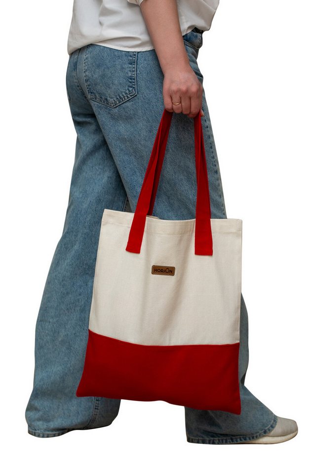 Horjun Tragetasche HORJUN Tragetasche Beuteltaschen Baumwolltaschen Gabardine Stoff Rot von Horjun