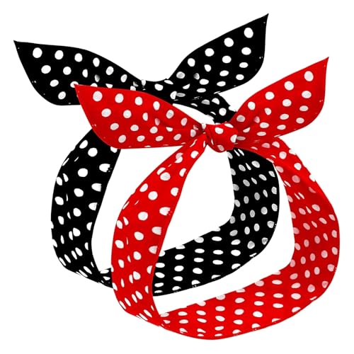 2 Stück Haarschmuck Accessoire mit Polka Punkt, Haarreif Damen mit Polka Dots, Stirnbänder für Frauen, Schleifen-Haarband, Weinrot und Schwarz 2 Stück Haarschmuck Accessoire mit Polka Punkt, Haarreif Damen mit Polka Dots, Stirnbänder für Frauen, Schleifen-Haarband, Weinrot und Schwarz von Horktrust