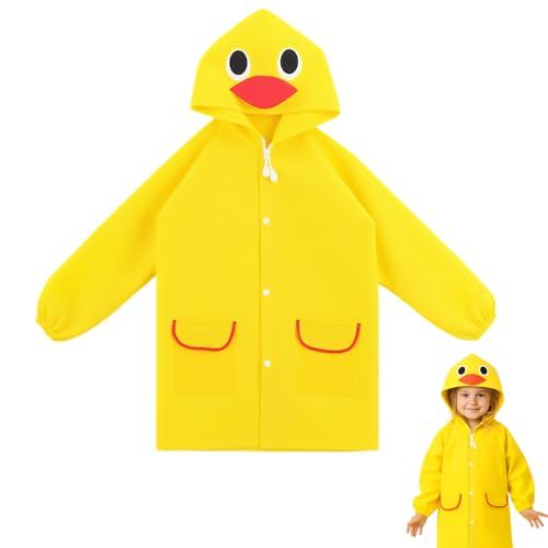 Regencape kinder Regenponcho kinder Mädchen Jungen regenjacke kinder wasserdicht Gelb, Weicher Stoff,Wiederverwendbar Regenmantel, Passend für Kinder im Alter von 5-7 Jahren (Körpergröße 90-130 cm) von Horktrust