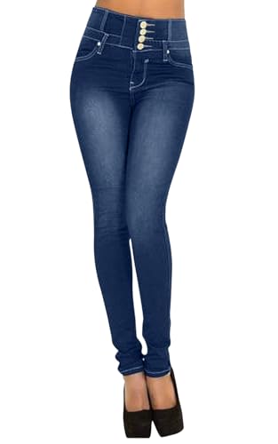 Damen Jeans High Waist Stretch Denim Jeanshosen für Damen Skinny Slim Fit Röhrenjeans Bleistiftjean Lässige Pant Strecken Schlank Stylische Hosen (Blau A2, XXL) von Hormtaer