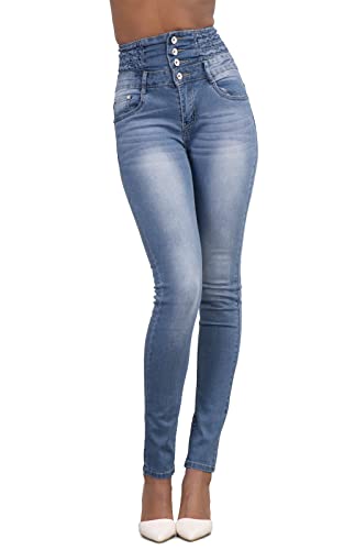 Damen Jeans High Waist Stretch Denim Jeanshosen für Damen Skinny Slim Fit Röhrenjeans Bleistiftjean Lässige Pant Strecken Schlank Stylische Hosen (Blau B, XXL) von Hormtaer