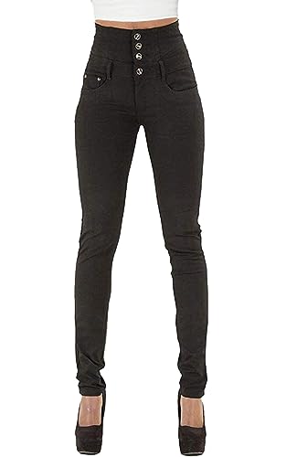 Damen Jeans High Waist Stretch Denim Jeanshosen für Damen Skinny Slim Fit Röhrenjeans Bleistiftjean Lässige Pant Strecken Schlank Stylische Hosen (Schwarz, L) von Hormtaer