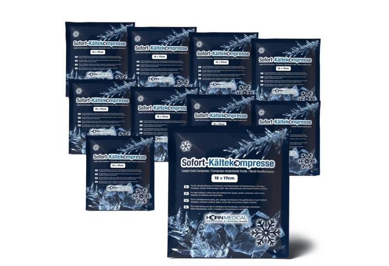 Horn Medical Kalt-Warm-Kompresse Horn Medical Sofort Kältekompressen 15 x 17 cm 10Stk, Spar-Set 10-tlg., direkt einsatzbereite 1. Hilfe Einmalkompressen auf Urea-Wasser-Basis von Horn Medical