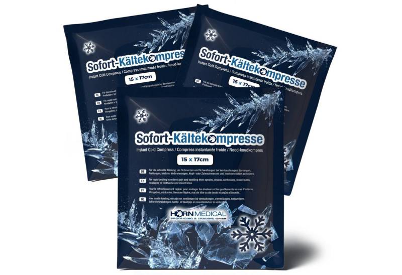 Horn Medical Kalt-Warm-Kompresse Horn Medical Sofort Kältekompressen 15 x 17cm 3Stk, Spar-Set 3-tlg., direkt einsatzbereite 1. Hilfe Einmalkompressen auf Urea-Wasser-Basis von Horn Medical
