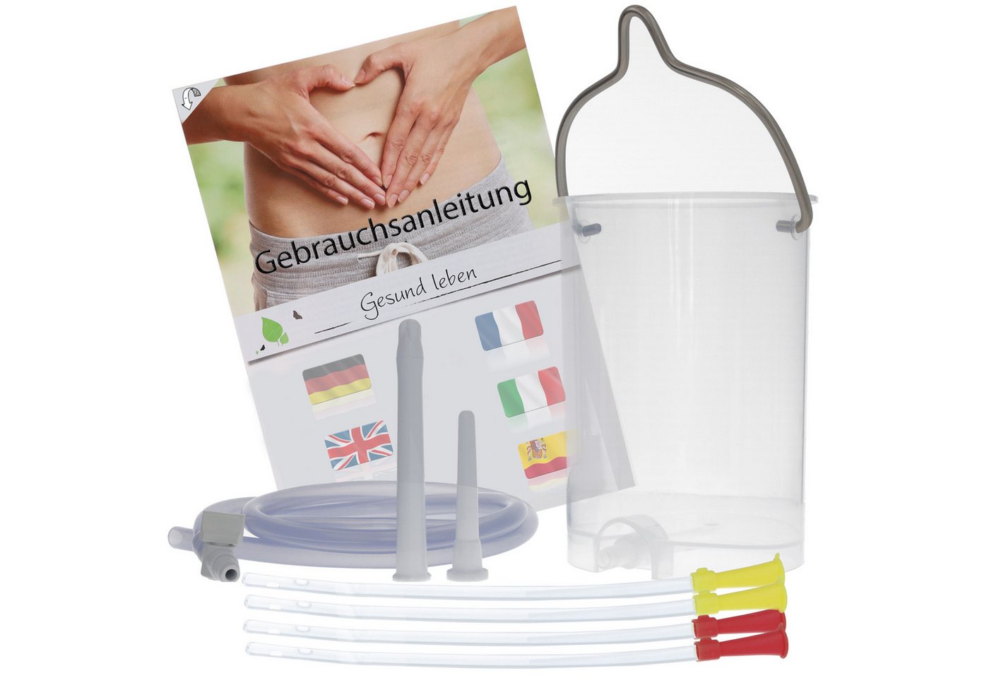 Horn Medical Mobiles Bidet Horn Medical Einlaufbecher mit Irrigator-Set & 4 Darmrohren (Darm-Detoxing, 1 St., INKL. 2x Darmrohr CH 20 & 2x Darmrohr CH 18), für eine einfache, schonende Darmreinigung z.B. bei Fastenkuren von Horn Medical