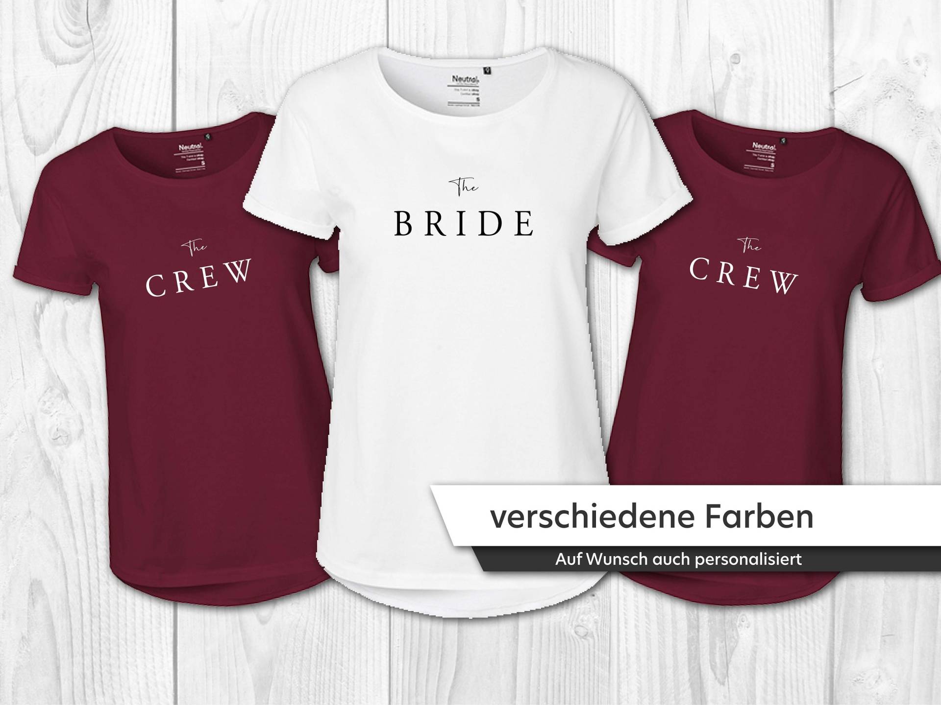 Personalisiertes Jga Shirt, Braut, Team Bride, The Crew, Verschiedene Farben, Braut & Junggesellinnen von HornArtDesign