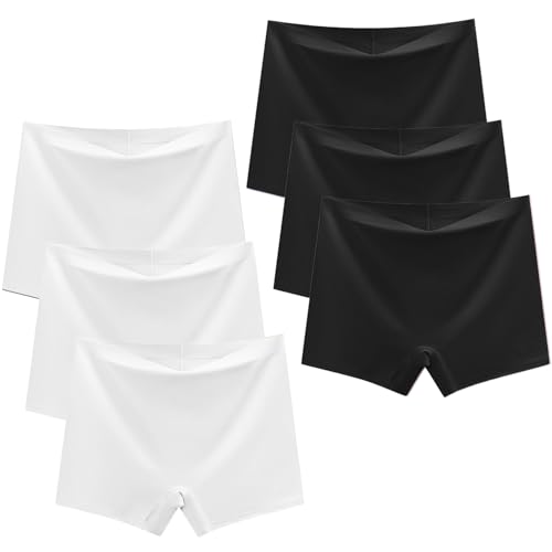Hornice 6er-Pack Nahtlose Boxershorts für Mädchen Unsichtbare Unterwäsche mit Mittlerer Taille Sicherheitsunterwäsche Unterwäsche aus Eisseide,8-18 Jahre von Hornice