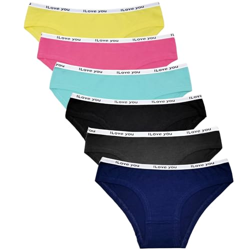 Hornice Mädchen Slips aus Baumwolle 6er Pack Teens Unterhosen Kinder Unterwäsche Logo Sportunterwäsche Pantys Sportgürtel Bikini für 8-18 Jahren von Hornice