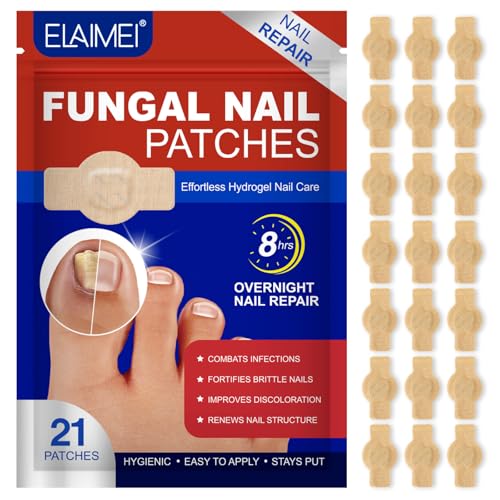 21 Stück Mushroom Nail Patches, Multi-Purpose Toenail Pads, Nail Digging Plasters, Toenail Correction Patch for Damaged Nails and Appearance of Discoloured Nails von Horolas
