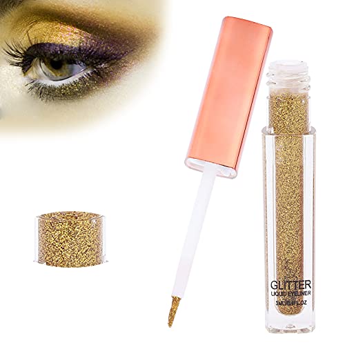 Flüssiger Eyeliner, Glitzer-Eyeliner, Lidschatten, Eyeliner-Flüssigkeit, Flüssiger Lidschatten, 3ml Glitzer-Flüssig-Eyeliner, Wasserdichter, Langlebiger, Funkelnder Flüssiger Eyeliner,(04) von Horoper