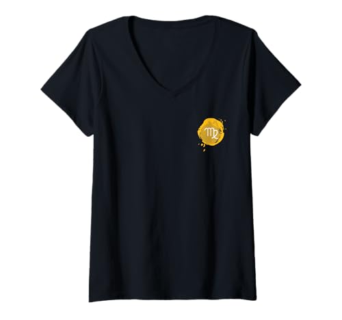 Damen Astrologie Sternzeichen Blob mit Zeichen für Jungfrau T-Shirt mit V-Ausschnitt Damen Astrologie Sternzeichen Blob mit Zeichen für Jungfrau T-Shirt mit V-Ausschnitt von Horoscope Astrology Zodiac Sign Splotsh Gifts