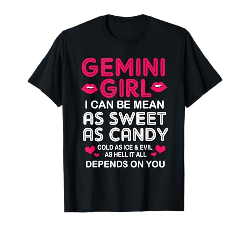 Gemini Mädchen für Frauen T-Shirt von Horoscope Zodiac Sign Gifts Gemini Birthday