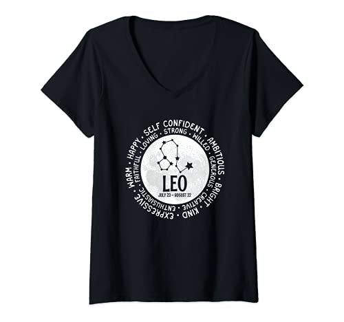 Damen Leo Zodiac Fakten Traits Horoskop Zeichen Astrologie T-Shirt mit V-Ausschnitt Damen Leo Zodiac Fakten Traits Horoskop Zeichen Astrologie T-Shirt mit V-Ausschnitt von Horoskop Sternzeichen Geschenke