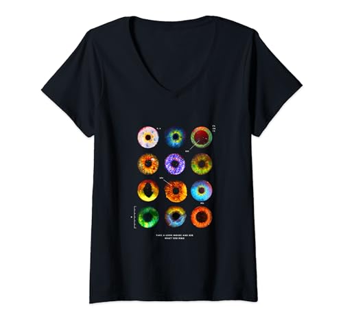 Damen Iris Augen Anatomie Ophthalmologe Optiker & Augenarzt T-Shirt mit V-Ausschnitt Damen Iris Augen Anatomie Ophthalmologe Optiker & Augenarzt T-Shirt mit V-Ausschnitt von Horror Eye Anatomy Optician Eye Doctor Oculist